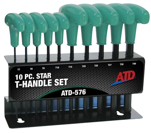 ATD Tools ATD-576 Ensemble de 10 clés hexagonales régulières T7 - T40