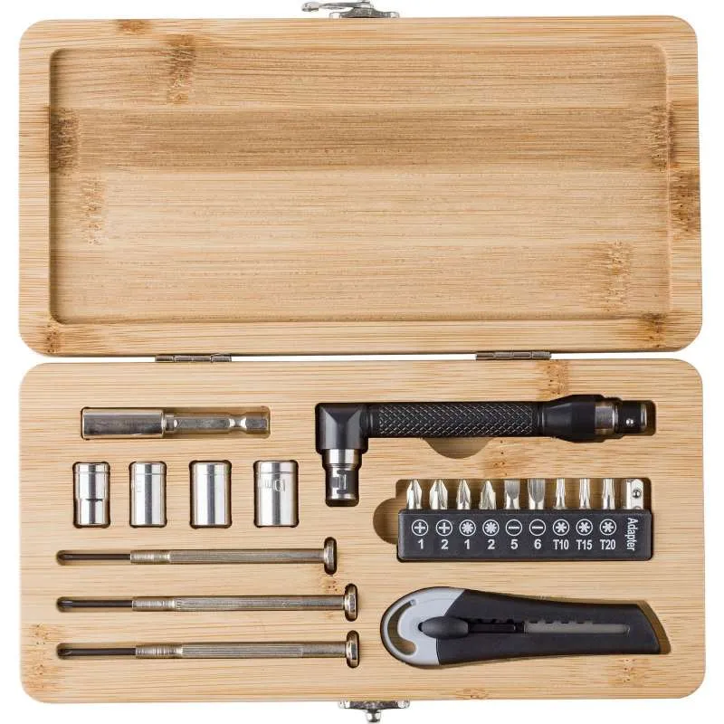 Boîte à outils de 27 pièces en bambou