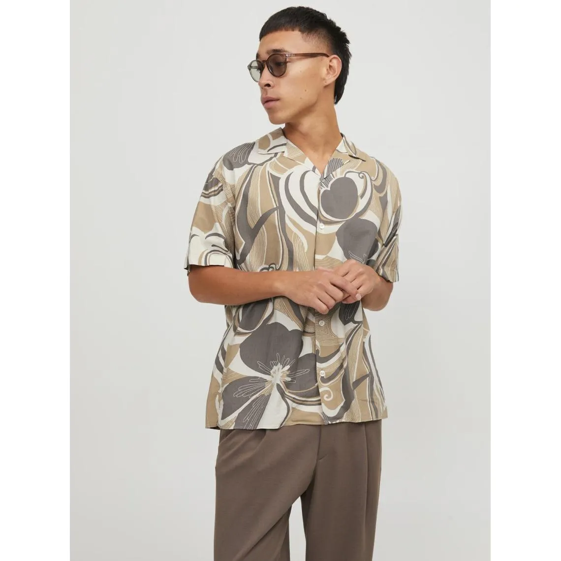 Chemise homme vert olive en coton Yves Jack & Jones - Chemise Homme sur MenCorner