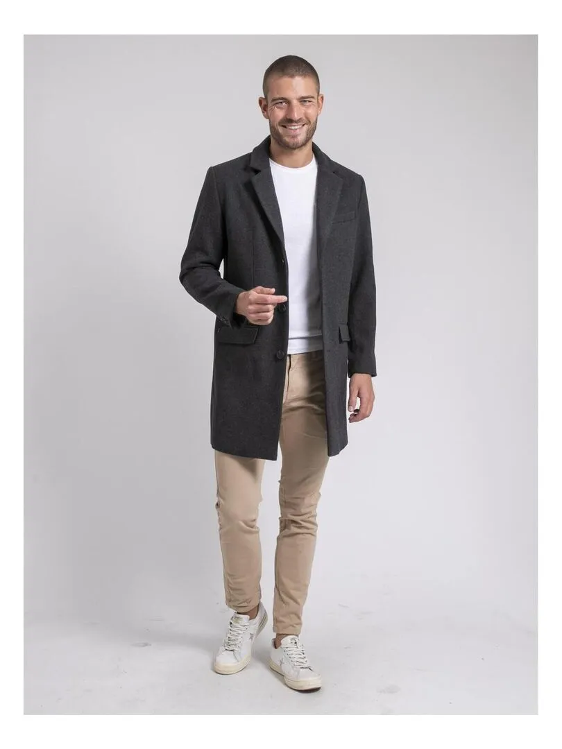 Manteau caban mi-long ZACOT - Gris foncé