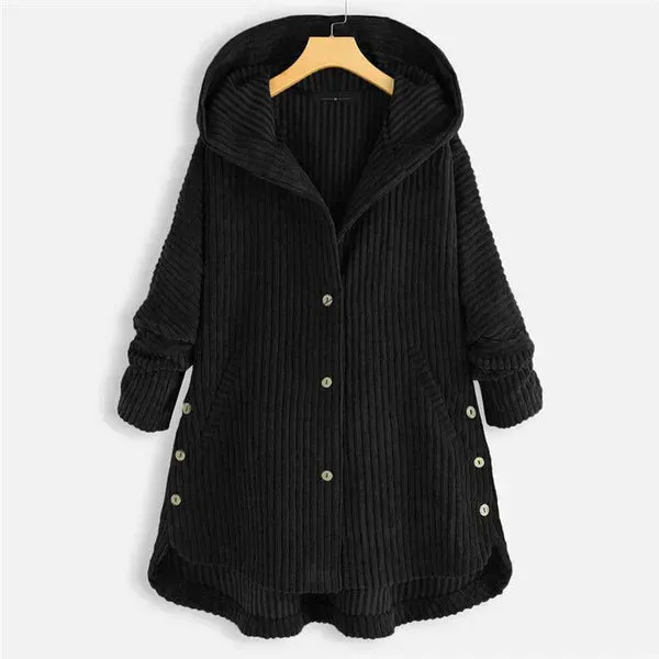 Sarina | Manteau en Velours Ctelé avec Capuche