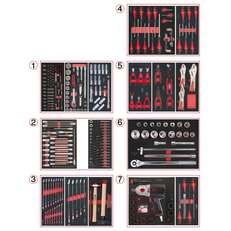 Servante One by One 7 tiroirs équipée de 337 outils KS TOOLS 823.7337