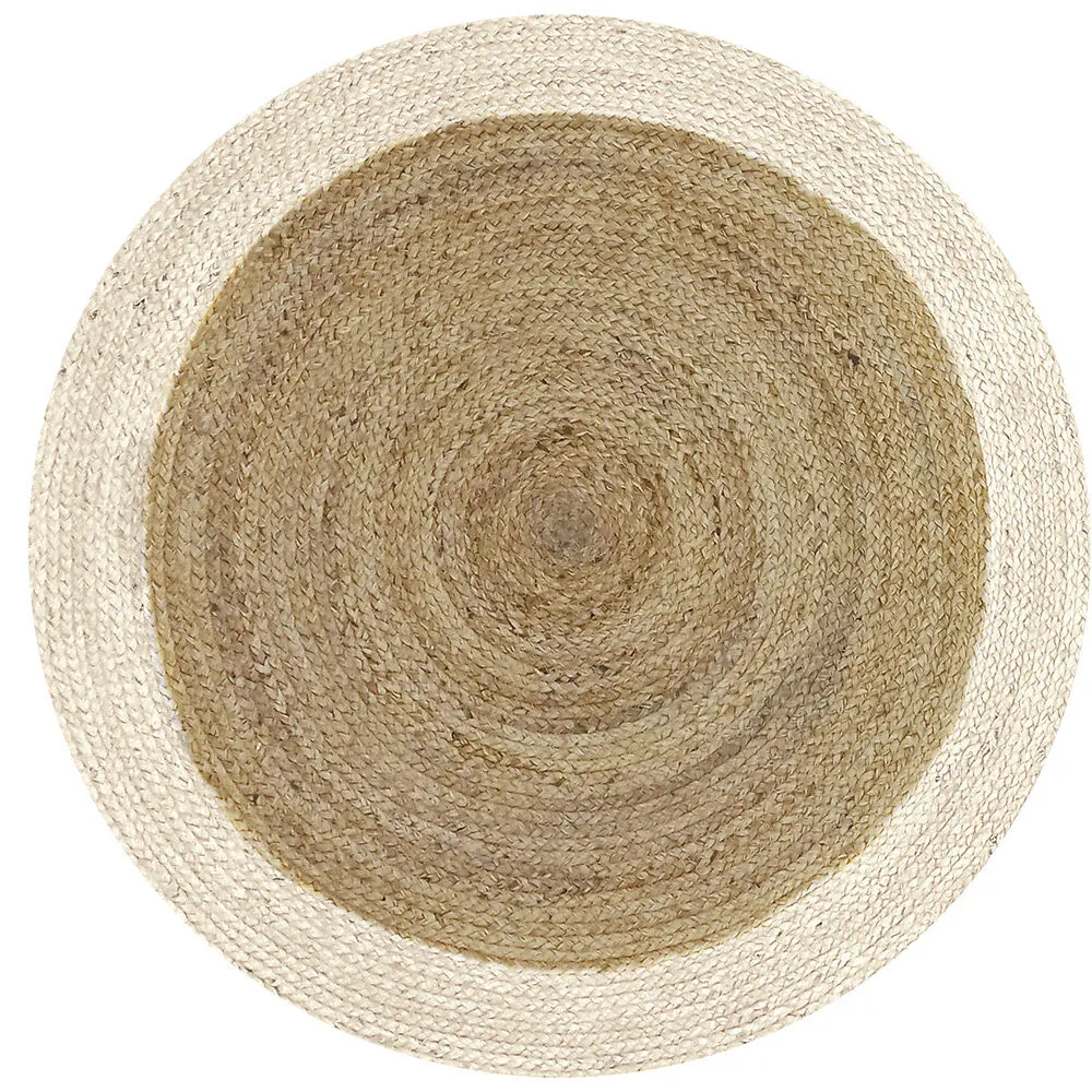 Tapis rond jute bordure beige Ø90cm