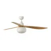 Ventilateur Outwood Ø150cm 1xE27 moteur DC, blanc / bois clair et télécommande - Faro