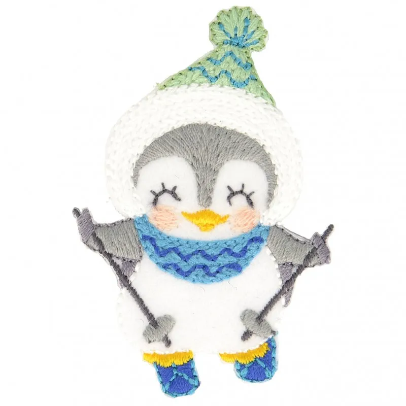 Écusson Hiver Pingouin Bâtons